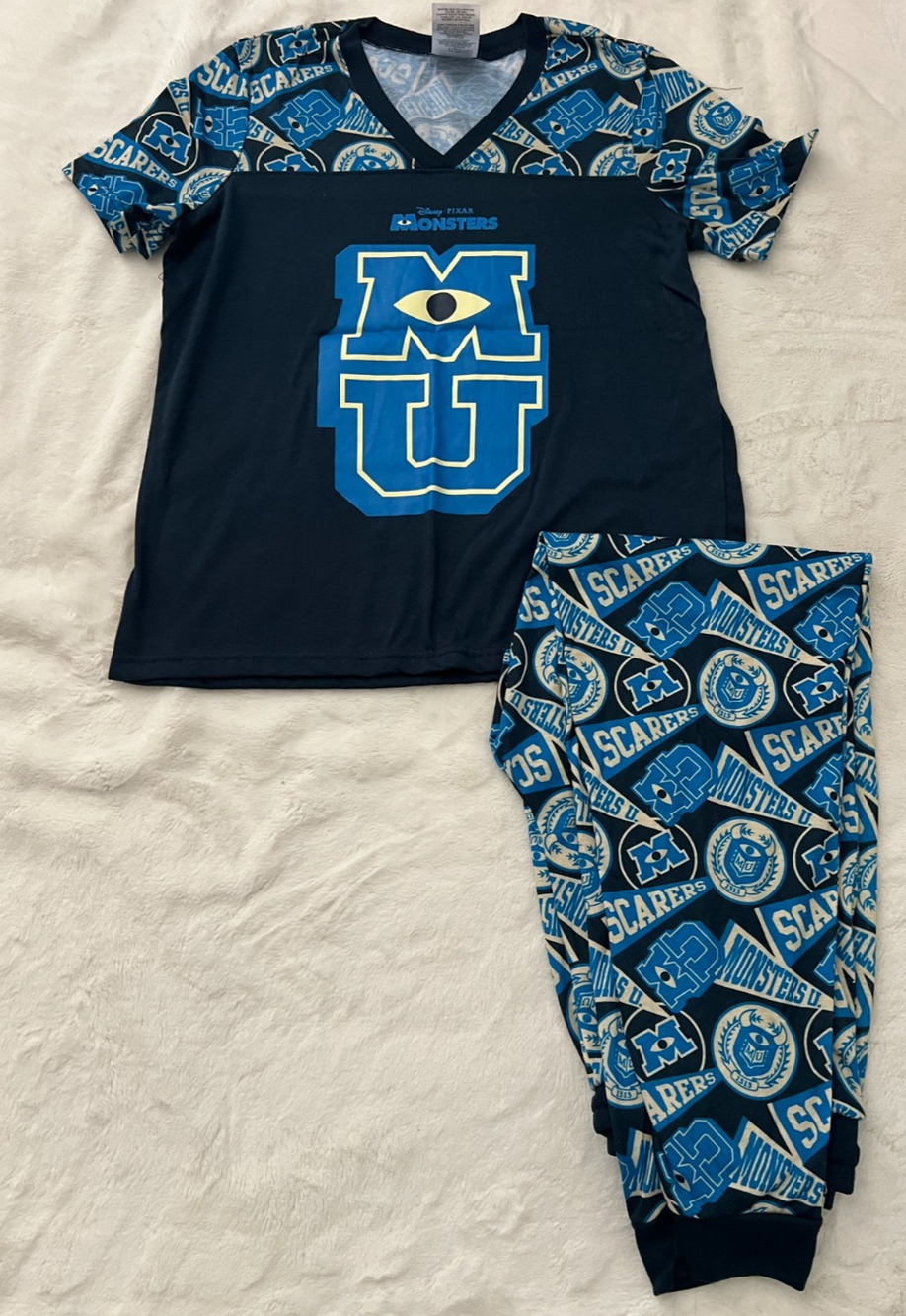 Disney Pixar Monsters University Womens M Pajama Set Shirt Pants Scare Sleepwear